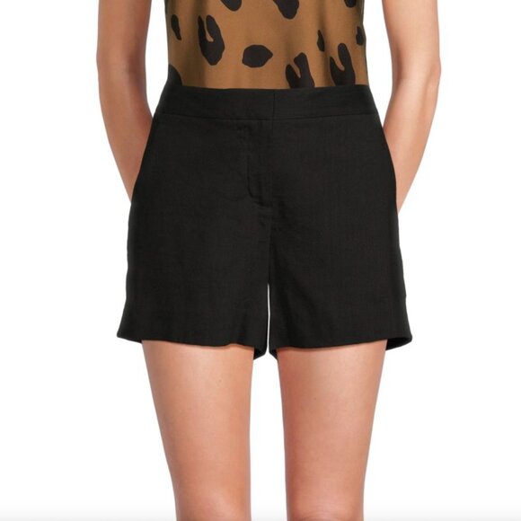 Theory Lynie Short | Linen Blend Shorts in Black - Picture 1 of 9